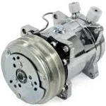 1962-1979 Nova Sanden 508 Style Silver Clutch AC Compressor, V-Belt Pulley, Chrome HC5003C