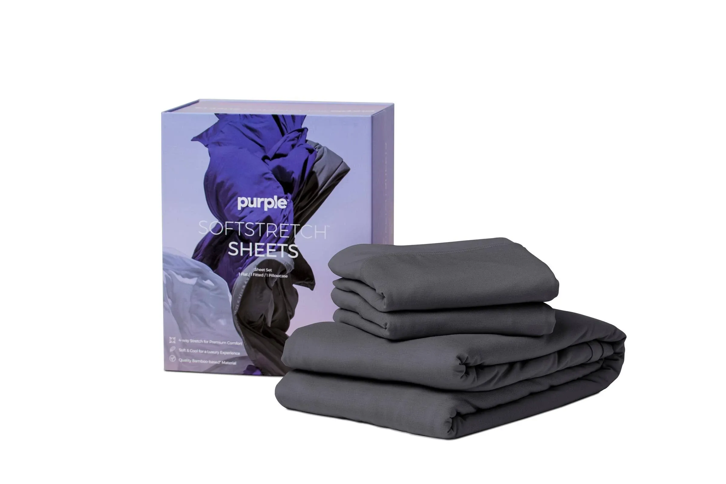 Purple SoftStretch Sheets, Stormy Grey, Full