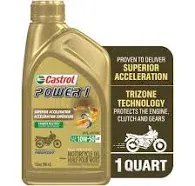 Castrol 06114 Power 1 4T 10W-50 Synthetic Motorcycle Oil 1 Quart Bottle 6 Pack