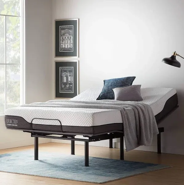 Lucid L150 Adjustable Base Bed Frame with Head and Foot Incline Wireless Remote Control Premium Quiet Motor