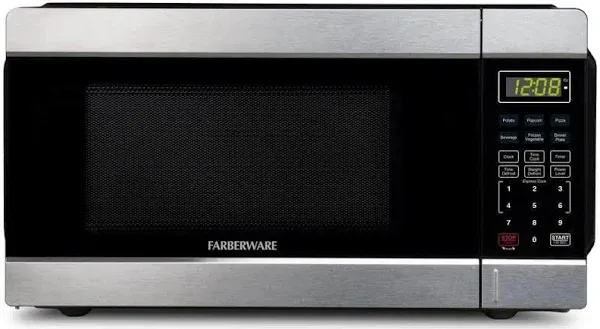 Farberware Countertop Microwave 1000 Watts, 1.1 cu ft - Microwave Oven With LED Lighting and Child Lock - Perfect for Apartments and Dorms - Easy Clean Stainless Steel