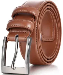 Mio Marino Men's Genuine Leather Dress Belt with Single Prong Buckle