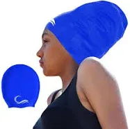 Red - Large Swimming Cap for Long Hair, Dreadlocks, Braids - Waterproof Silicone