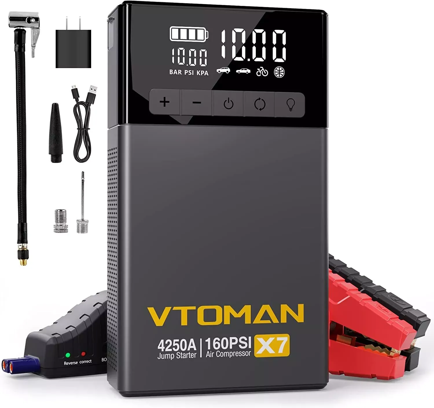 🔥VTOMAN Jump Starter With Air Compressor 4250A Battery Charger Emergency 160PSI