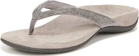 Vionic Dillon Shine Toe-Post Sandals - Stormy Rhinestone