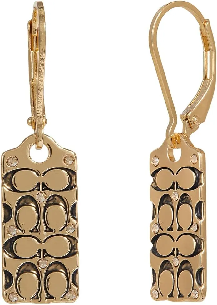 Coach Quilted C Drop Earrings - Gold