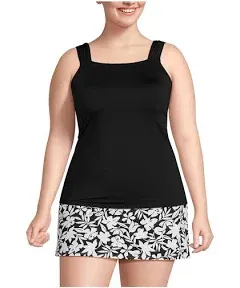 Lands' End Women's Plus Size Chlorine Resistant Cap Sleeve High Neck Tankini Swimsuit Top