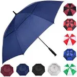 MRTLLOA Automatic Open Golf Umbrella, Extra-Large Oversized Double Canopy Vented Windproof Waterproof Stick Rain Golf Umbrellas, Navy