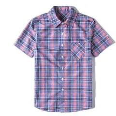 Tronjori Boys' Short Sleeve Button Down Woven Shirt