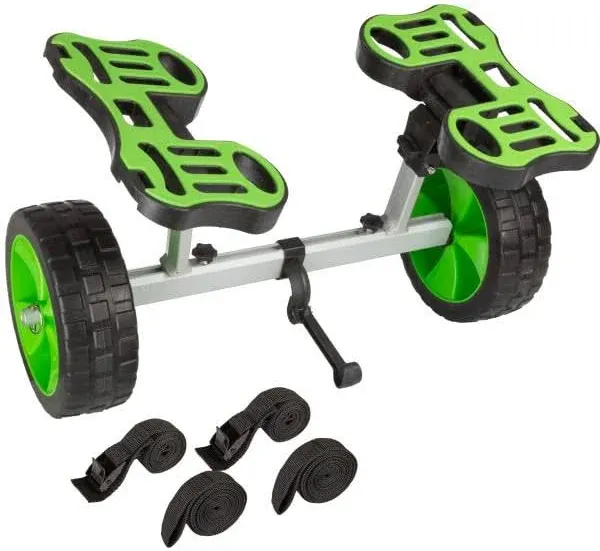 Kayak Cart - 220lb Capacity Canoe Dolly with Airless Tires, Aluminum Frame, and Straps for Small Watercraft - Kayak Accessories by RAD Sportz (Green)