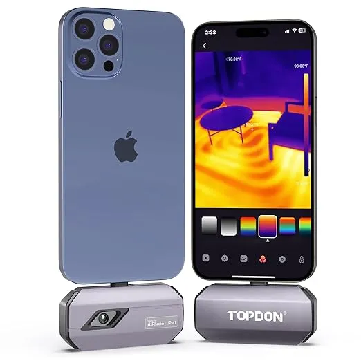 Thermal Camera TOPDON TC002C For IOS 15/16 Series And iPads with Type-C Port, 256x192 IR High Resolution, Thermal Imaging Camera with Infrared Test