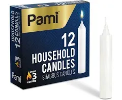 PAMI Traditional Shabbat Candle Sticks 72-Pack - Unscented Taper Candles 