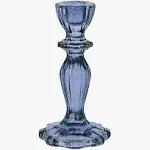 Navy Blue Glass Candlestick Holder - Home Décor