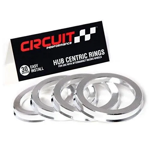 66.6mm OD to 57.1mm ID Circuit Performance Silver Aluminum Hub Centric Rings