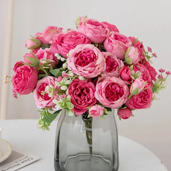 Astryas Artificial Flowers Peonies Artificial Flowers Pink Fake Peony Silk Peonies Faux Flowers Arrangements Table Centerpieces