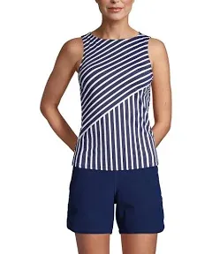 Lands' End Women's Chlorine Resistant High Neck UPF 50 Modest Tankini Swimsuit Top