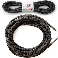 IRONLACE Unbreakable Round Bootlaces Indestructible 54Inch Black SHIPS FREE