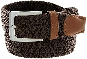 Men's Stretch Belt Braided Elastic Stretch Belt Casual Weave Canvas Fabric Woven Belt 1-3/8" Wide