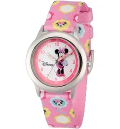 Disney Kids Minnie Mouse Printed Stainless Steel Time Teacher Watch