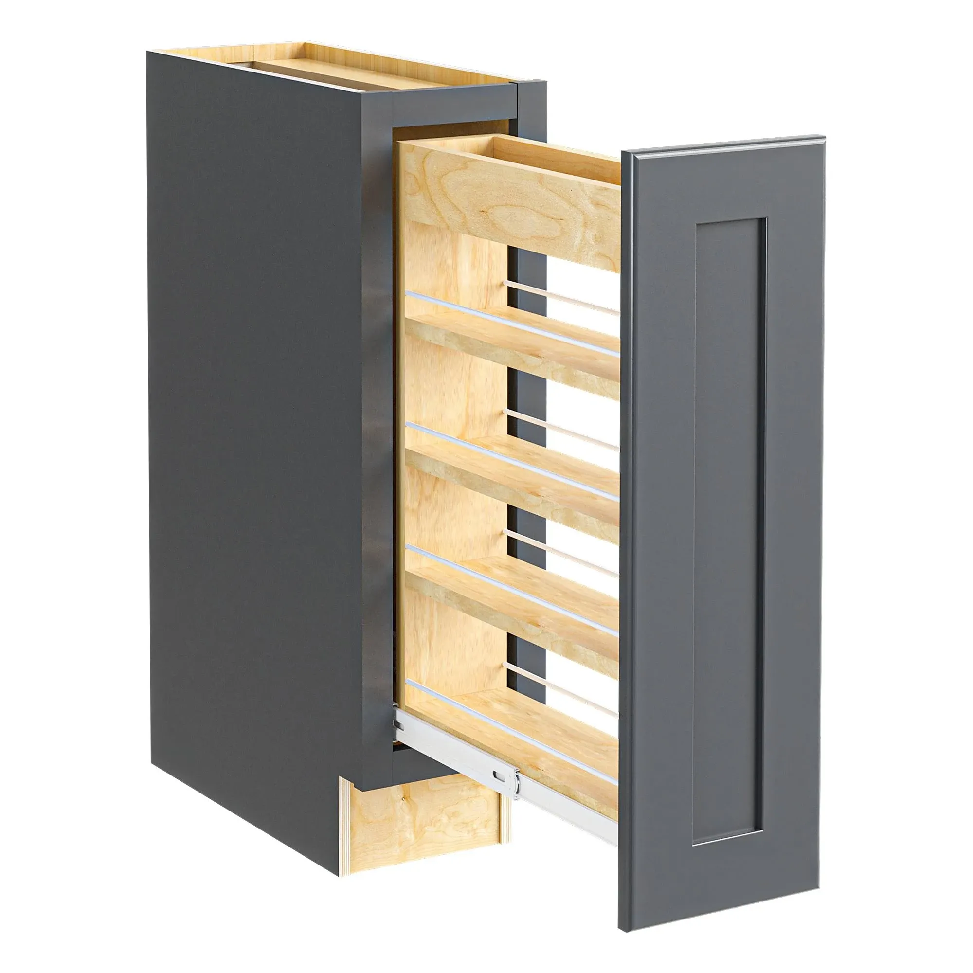 Luxxe Cabinetry Newton 12-in W x 34.5-in H x 24-in D Deep Onyx Pull-out Tray Divider Base Fully Assembled Plywood Cabinet (Recessed Panel Style) Lowes.com