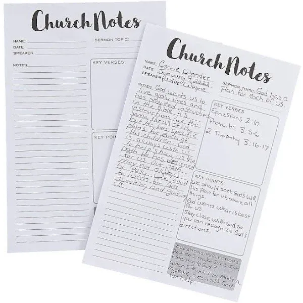 Church Notes Tear Away Pads - Stationery - 12 Pieces