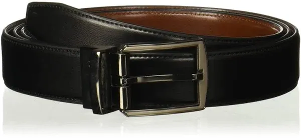 Perry Ellis Men's Black Texture Reversible Belt