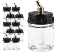 TB-002 Model 3/4 Ounce Glass Bottle Jars for Dual-Action Airbrushes - Pack of 10