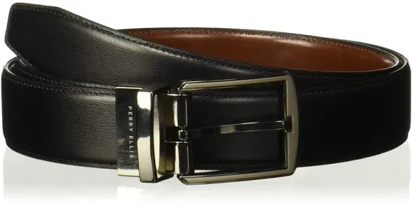 Perry Ellis Men's Reversible Hi-Lo Leather Belt