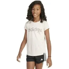 Adidas Girls Butterfly Logo Short Sleeve Tee, Pink w/Multi (685), S - AA3171-AP14-YA2-S | Blain's Farm & Fleet