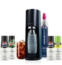 SodaStream Terra Sparkling Water Maker Bundle in Black - Includes 3-Pack CO2 and Carbonating Bottle