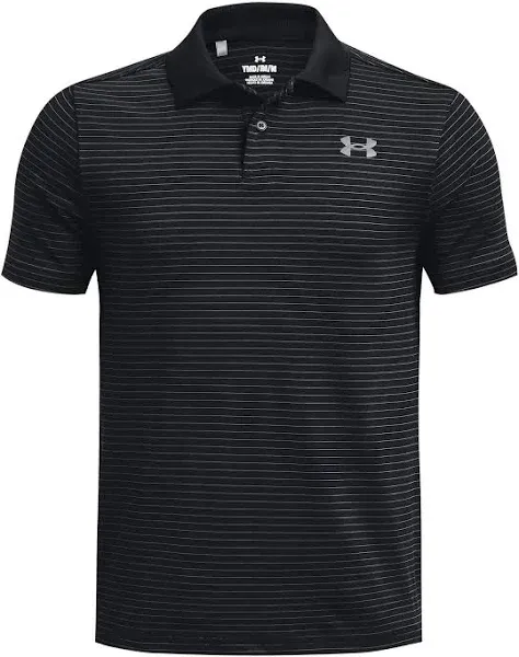 Under Armour Boys' UA Performance Stripe Polo, Black