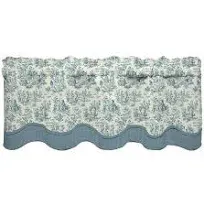 WAVERLY Charmed Life Toile Farfield Wave Valance Cornflower Blue 52X18 NIP