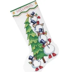 Dimensions Stocking Kit 8820 Trimming the Tree Stocking 16&#034; Snowman Christmas