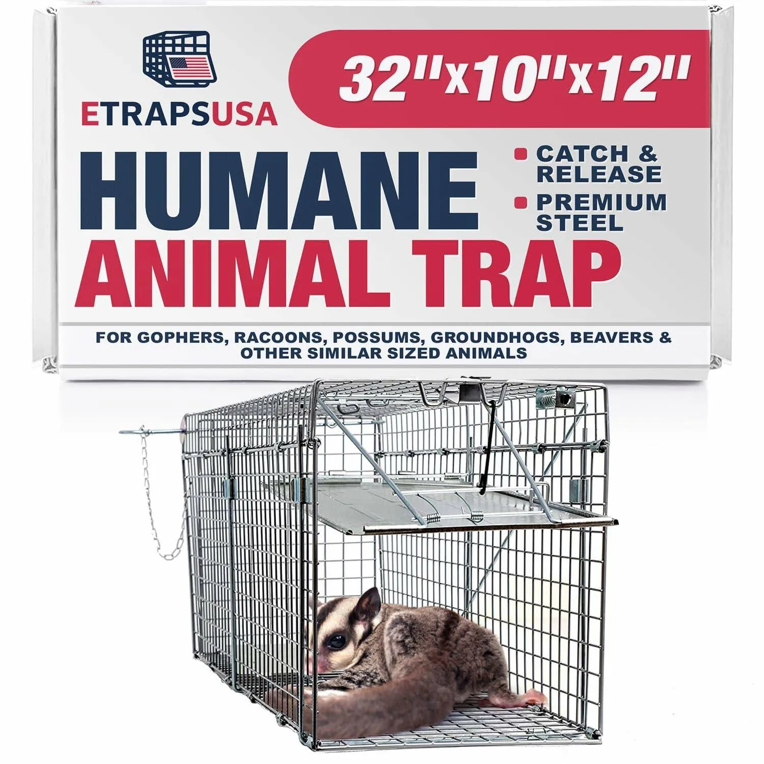 Heavy Duty Catch Release Large Live Humane Collapsible Animal Cage Trap for