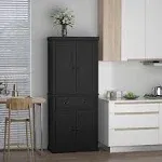 HOMCOM 72.5" Freestanding Kitchen Pantry Cabinet Storage Cabinet with 4 Doors and Adjustable Shelves for Dining Room