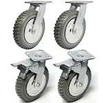 8 Inch Caster Wheels Heavy Duty Polyurethane Offroad Casters Set of 4 Swivel Pla