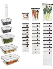 Zwilling Fresh & Save 32-pc Vacuum Sealer Machine Set, Sous Vide Bags, Meal prep, Airtight Food Storage Containers Glass