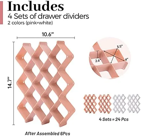 ROUFA Honeycomb Drawer Organizer for Underwear Drawer Divider Separator