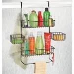 mDesign Steel Shower Caddy Hanging Rack Storage Organizer for Bathroom - Bronze