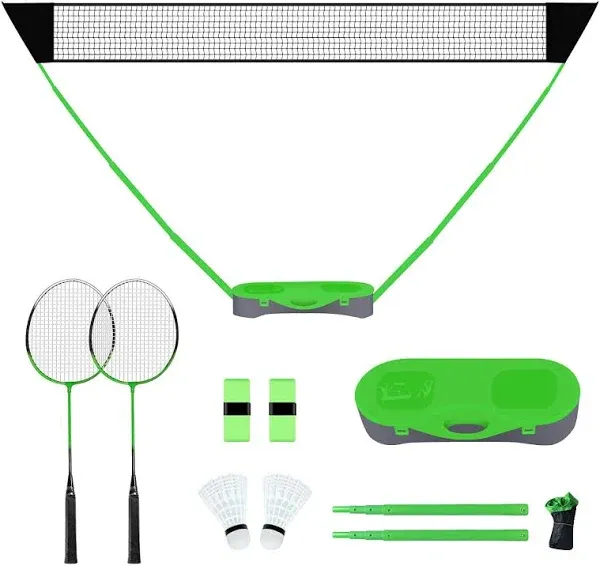 FBSPORT Portable Badminton Net Set with Storage Base, Folding Volleyball Green