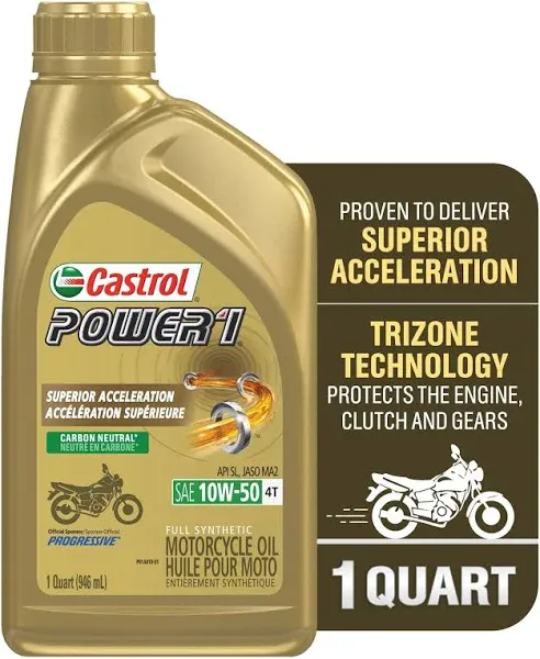 CASTROL POWER 1 RACING 4T MOTORCYCLE OIL  10W50 - 1 QUART | 06114