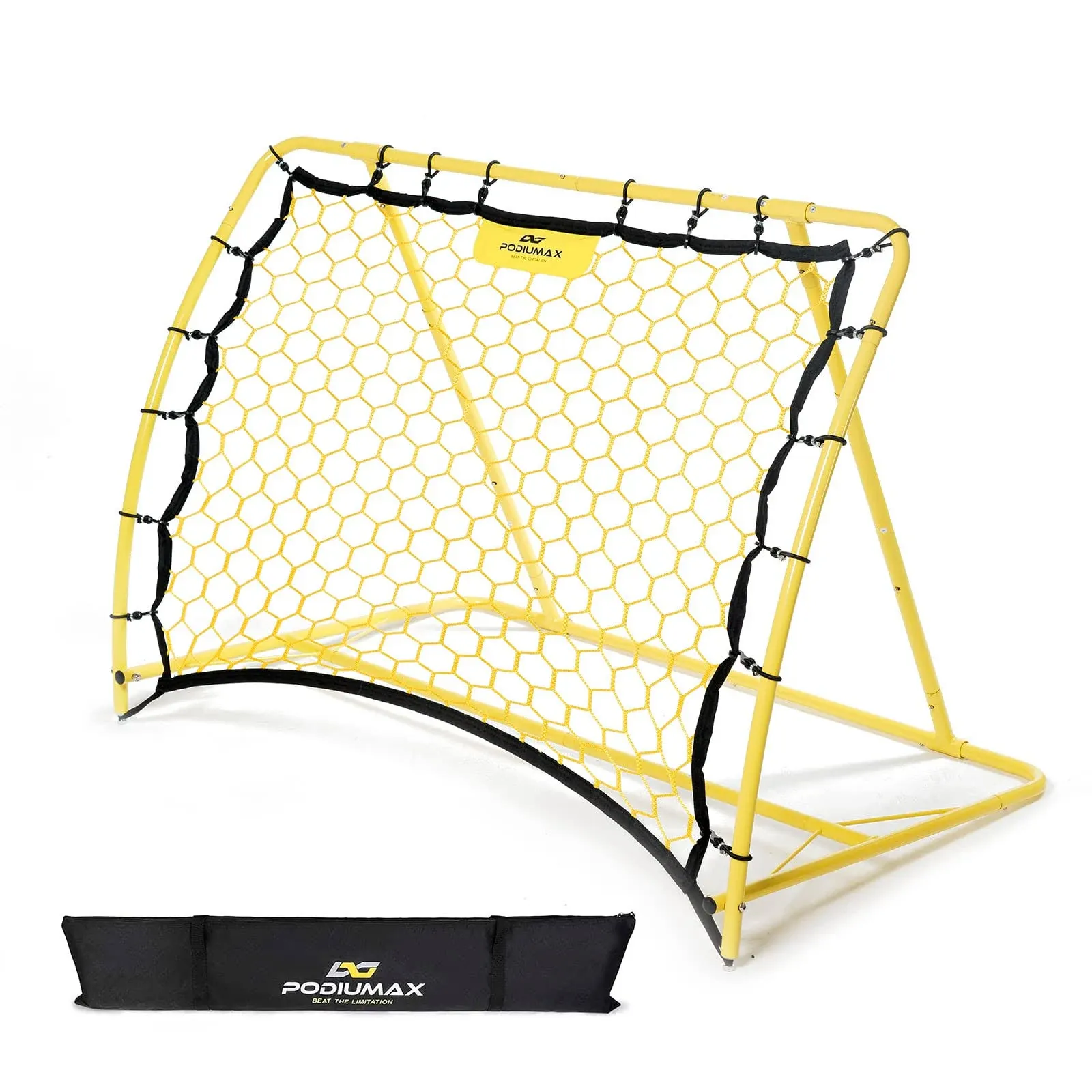 PodiuMax Portable Soccer Trainer, Rebounder Net with Adjustable Angle yellow 