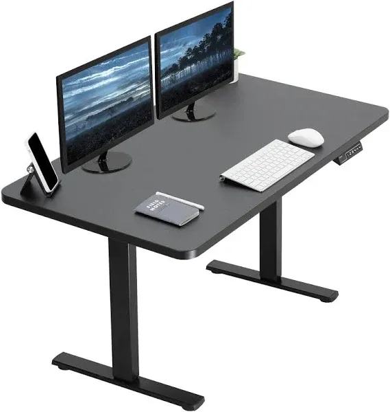 VIVO Electric 43” x 24” Stand Up Desk | Black Table Top, White Frame