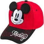 Disney Boys Red Mickey Mouse Dimensional Ears Baseball Cap - Age 4-7