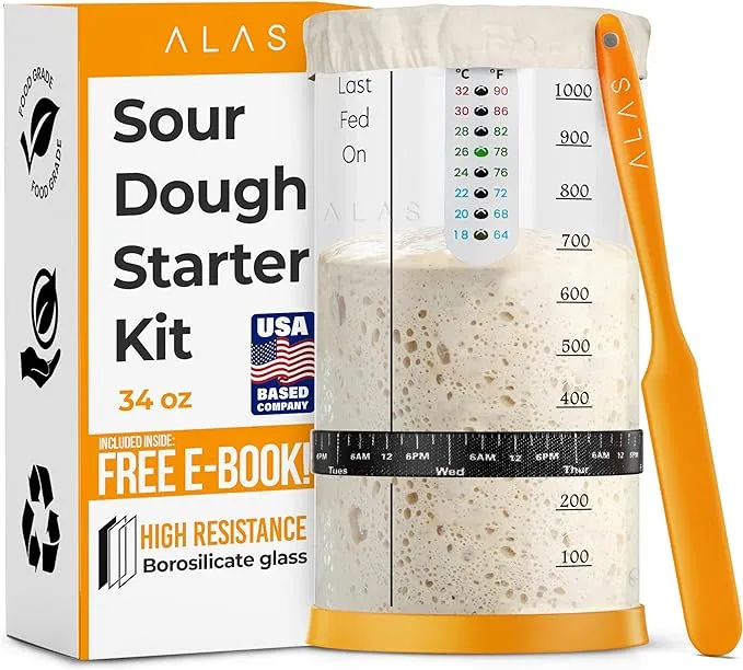 Sourdough Starter Kit, Pro 34 OZ Sourdough Starter Jar, Sourdough Jar, 