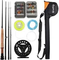 Sougayilang Saltwater Freshwater Fly Fishing Rod with Reel Combo Kit