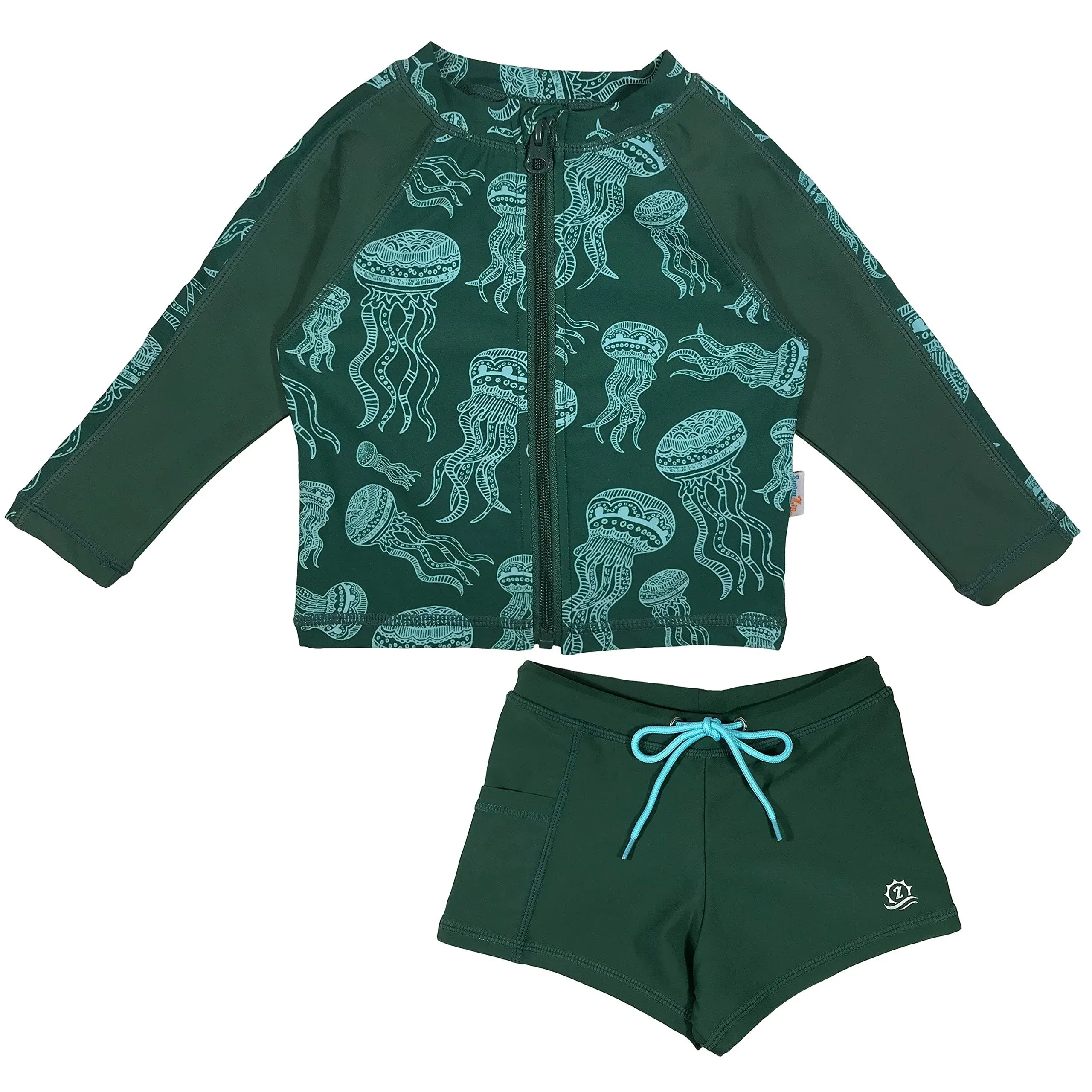 SwimZip Kids' Long Sleeve Rash Guard and Euro Shorties Swimsuit Set