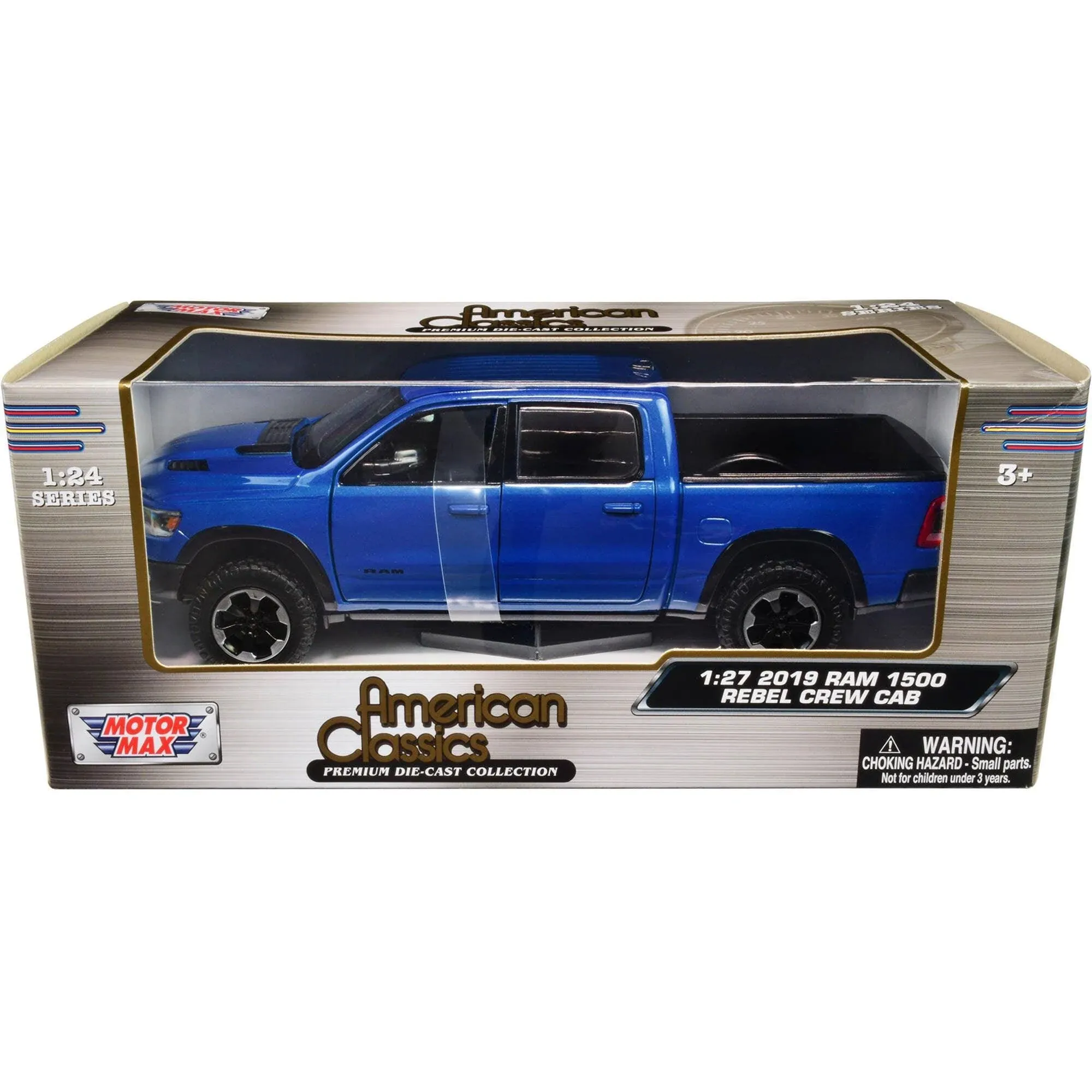 2019 RAM Rebel 1500 Crew Cab Pickup Truck Blue Metallic "American Classics" Series 1/24-1/27 Diecast Model Car by Motormax