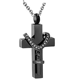 MEMORIALU Black Cross Urn Necklaces for Ashes Cremation  Assorted Styles 