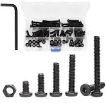 binifiMux 80pcs 1/4"-20 Black Hex Socket Cap Screws and 1/4"-20 Hex Nuts Assortment Kit, 3/8" 5/8" 1" 1-1/4" 2"